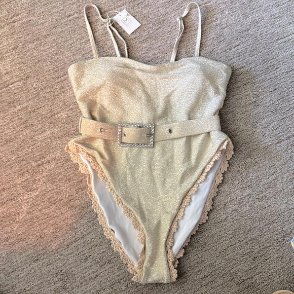 MAIYO gold Cindy one piece swimsuit with belt size small - Picture 2 of 4